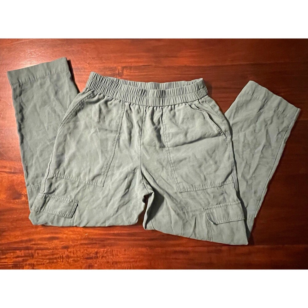 A New Day Women’s Teal/Green Cargo Pants Pull On Elastic Waist Pockets Solid M